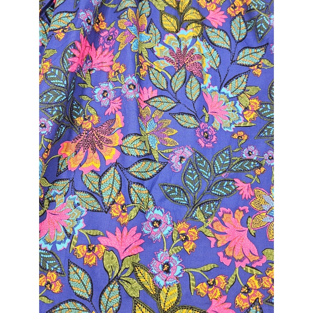 Sugarlips Blue Floral Tiered Midi Dress Puff Sleeve Pockets Medium - Picture 7 of 9